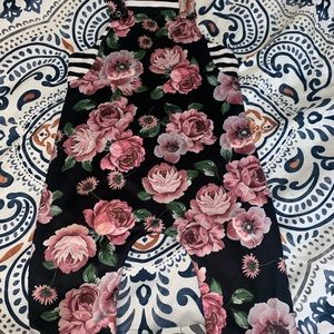 Floral romper Reversible black and white stripes